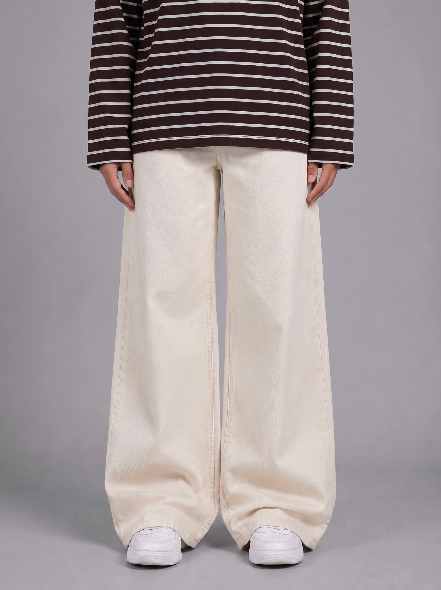 Women’s Cream Wide Leg Jeans