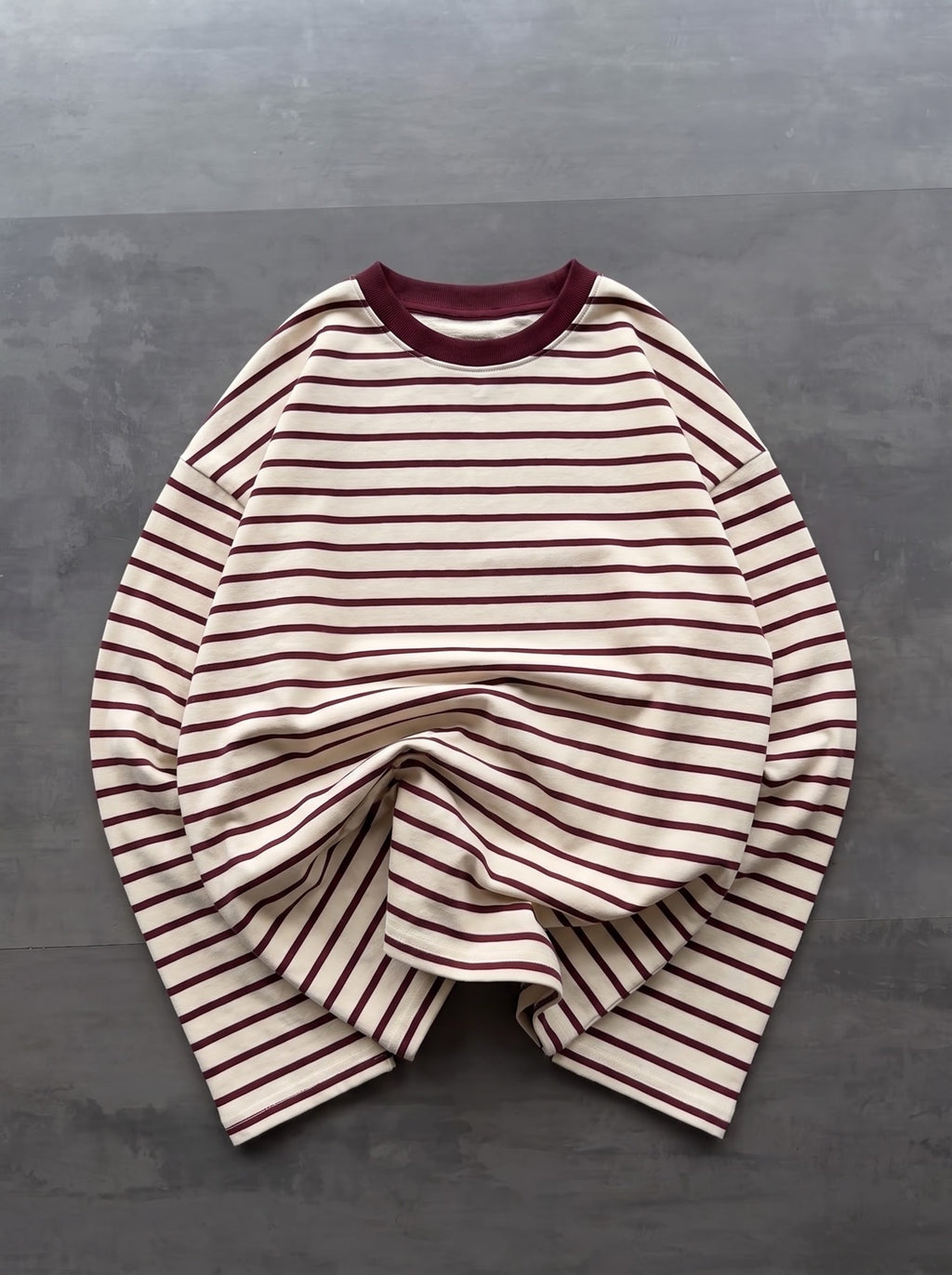 Burgundy Stripe Oversized Tee