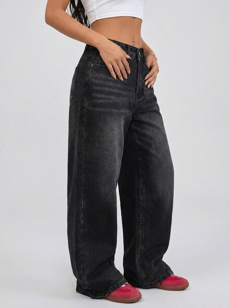 Black Wide-Leg Baggy Jeans