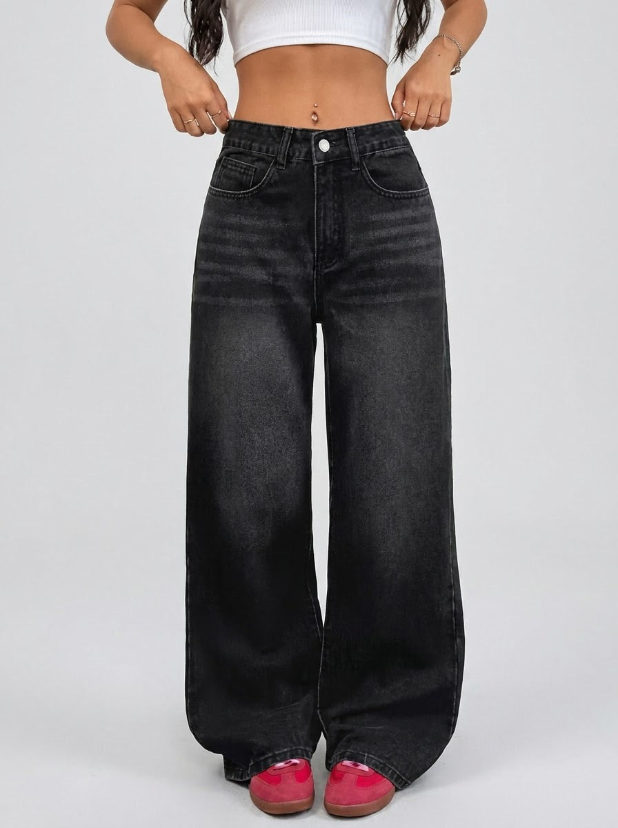 Black Wide-Leg Baggy Jeans